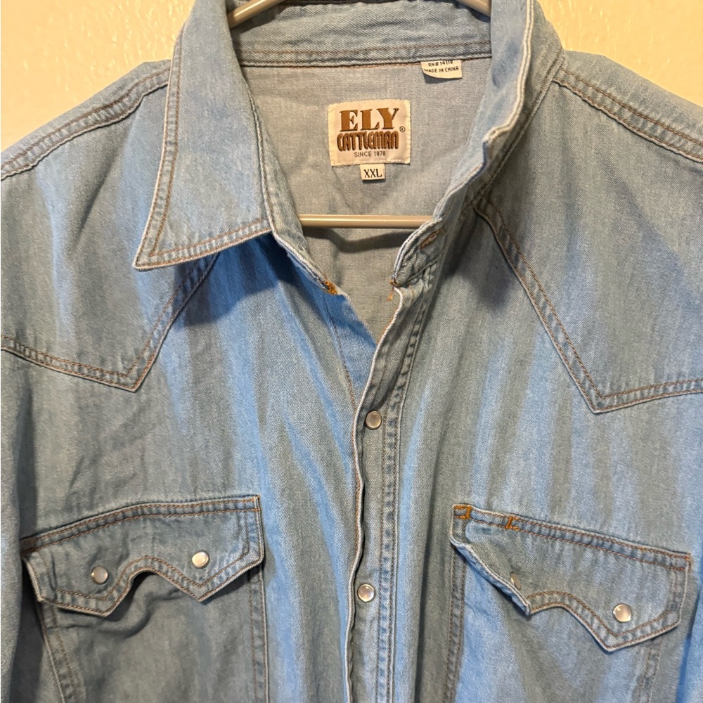 Denim Button-Up Shirt with pearl snap - Picture 6 of 9